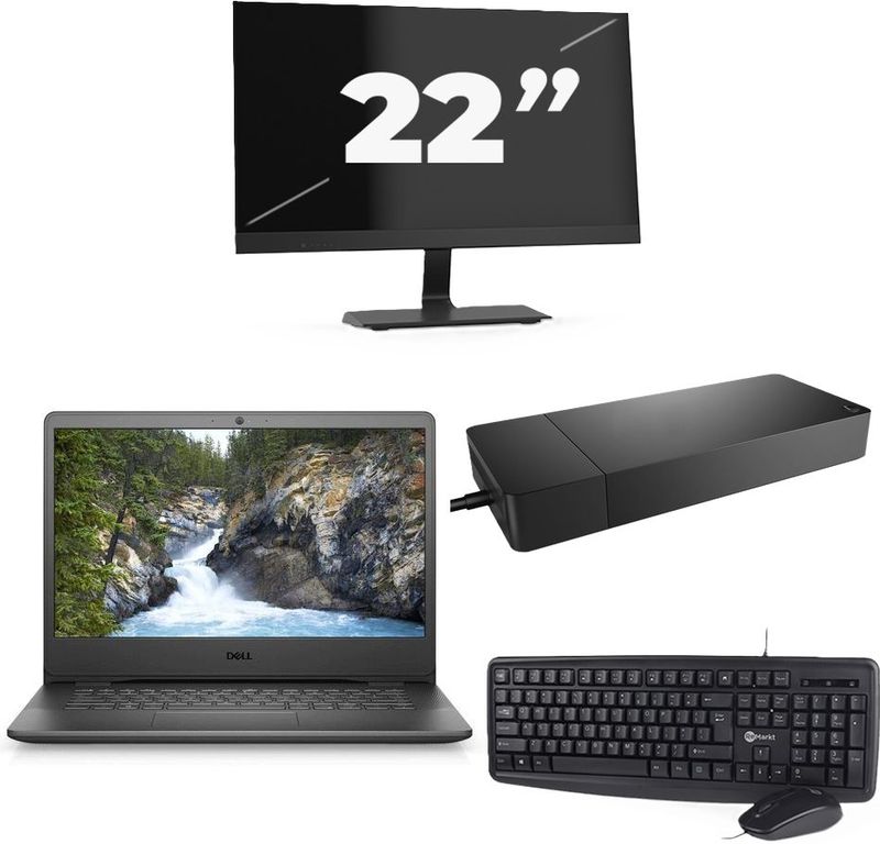 Dell Vostro 3400 - Intel Core i5-11e Generatie - 14 inch - 8GB RAM - 256GB SSD - Windows 11 Home + 1x 22 inch Monitor Nette Staat