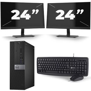 Dell Optiplex 7040 Micro Tower - Intel Core i5-6e Generatie - 8GB RAM - 256GB SSD - Windows 11 + 2x 24 inch Monitor Nette Staat