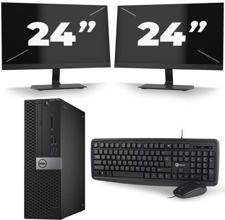 Dell Optiplex 7040 Micro Tower - Intel Core i5-6e Generatie - 8GB RAM - 256GB SSD - Windows 11 + 2x 24 inch Monitor Nette Staat