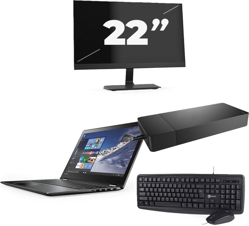 Lenovo ThinkPad X1 Yoga Gen 4 - Intel Core i7-8e Generatie - 14 inch - 16GB RAM - 256GB SSD - Windows 11 Home + 1x 22 inch Monitor Zichtbaar gebruikt