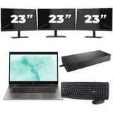 HP ZBook Studio G5 - Intel Core i7-8e Generatie - 15 inch - 16GB RAM - 256GB SSD - Windows 11 + 3x 23 inch Monitor Zichtbare schade