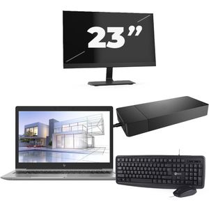 HP ZBook 15u G5 - Intel Core i7-8e Generatie - 15 inch - 16GB RAM - 256GB SSD - Windows 11 + 1x 23 inch Monitor Nette Staat