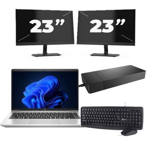HP ProBook 440 G9 - Intel Core i3-12e Generatie - 14 inch - 16GB RAM - 256GB SSD - Windows 11 + 2x 23 inch Monitor Nette Staat