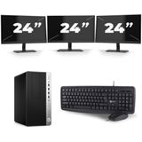 HP ProDesk 600 G3 Micro Tower - Intel Core i5-6e Generatie - 8GB RAM - 256GB SSD - Windows 11 + 3x 24 inch Monitor Nette Staat
