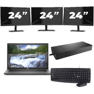 Dell Latitude 7330 - Intel Core i5-12e Generatie - 13 inch - 16GB RAM - 256GB SSD - Windows 11 Home + 3x 24 inch Monitor Nette Staat