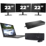 Dell Latitude 7410 - Intel Core i7-10e Generatie - 14 inch - 16GB RAM - 256GB SSD - Windows 11 Home + 3x 22 inch Monitor Nette Staat