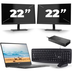 Dell Latitude 7370 - Intel Core m7-6e Generatie - 13 inch - 8GB RAM - 256GB SSD - Windows 11 Home + 2x 22 inch Monitor Zichtbaar gebruikt