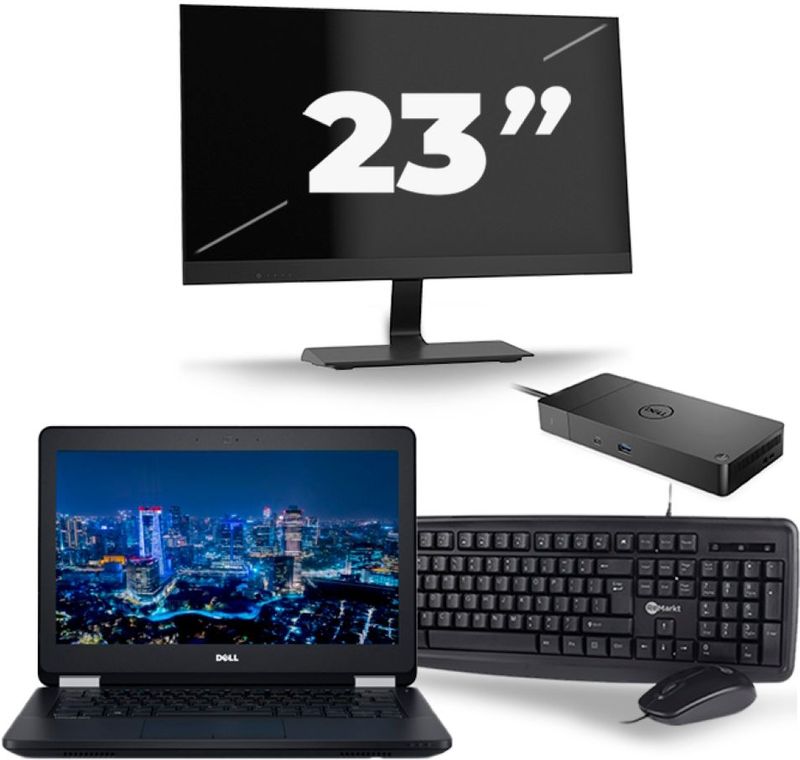 Dell Latitude E5270 - Intel Core i5-6e Generatie - 12 inch - 8GB RAM - 256GB SSD - Windows 11 + 1x 23 inch Monitor Zichtbaar gebruikt