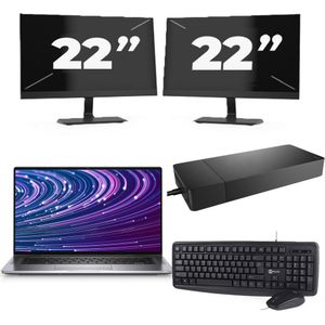 Dell Latitude 9520 - Intel Core i7-11e Generatie - 15 inch - 16GB RAM - 256GB SSD - Windows 11 Home + 2x 22 inch Monitor Zichtbare schade