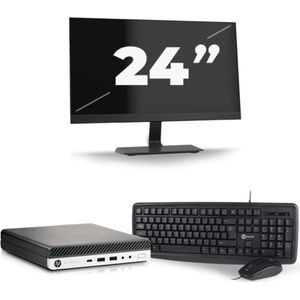 HP EliteDesk 800 G3 USFF - Intel Core i5-6e Generatie - 8GB RAM - 256GB SSD - Windows 11 + 1x 24 inch Monitor Nette Staat