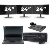 Lenovo ThinkPad T440p - Intel Core i5-4e Generatie - 14 inch - 8GB RAM - 256GB SSD - Windows 11 + 3x 24 inch Monitor Zichtbaar gebruikt