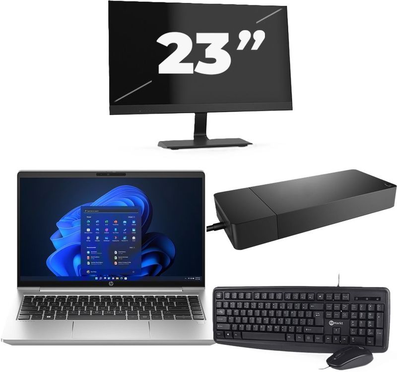 HP ProBook 440 G10 - Intel Core i3-13e Generatie - 14 inch - 16GB RAM - 256GB SSD - Windows 11 Home + 1x 23 inch Monitor Nette Staat