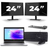 HP ProBook 640 G5 - Intel Core i5-8e Generatie - 14 inch - 16GB RAM - 256GB SSD - Windows 11 + 2x 24 inch Monitor Zichtbare schade