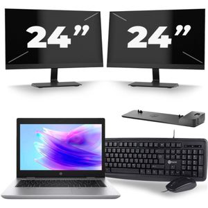 HP ProBook 640 G5 - Intel Core i5-8e Generatie - 14 inch - 16GB RAM - 256GB SSD - Windows 11 + 2x 24 inch Monitor Zichtbare schade