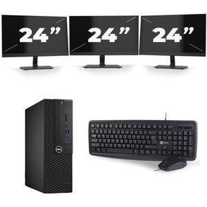 Dell Optiplex 3050 SFF - Intel Core i5-7e Generatie - 8GB RAM - 256GB SSD - Windows 11 + 3x 24 inch Monitor Nette Staat