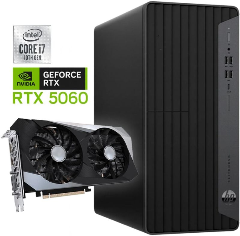 HP EliteDesk 800 G6 Tower - Intel Core i7-10e Generatie - 32GB RAM - 512GB SSD - Nvidia RTX 5060 - Win11 - Game PC Nette Staat