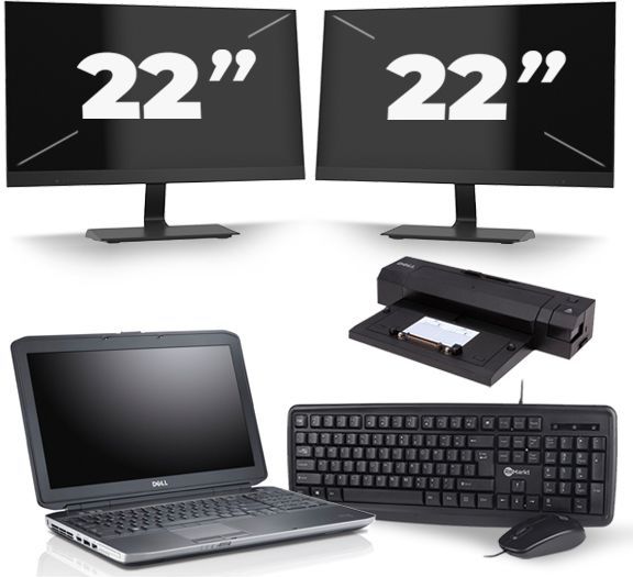 Dell Latitude E5530 - Intel Core i3-3e Generatie - 15 inch - 8GB RAM - 256GB SSD - Windows 10 + 2x 22 inch Monitor Zichtbare schade