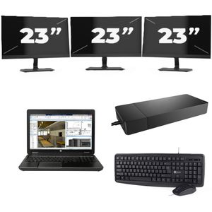 HP ZBook 15 G2 - Intel Core i7-4e Generatie - 15 inch - 16GB RAM - 256GB SSD - Windows 11 + 3x 23 inch Monitor Zichtbare schade