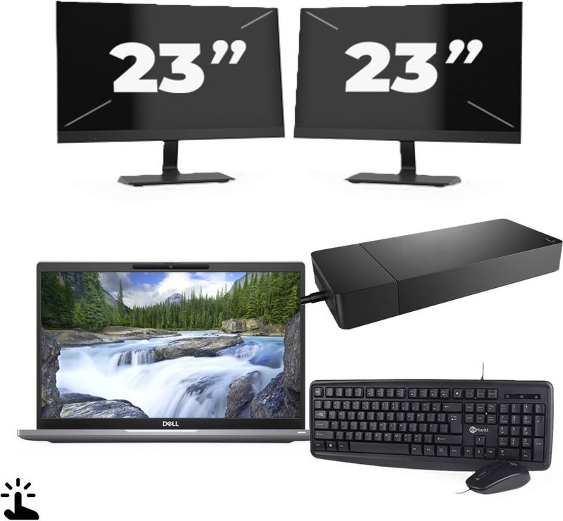 Dell Latitude 7320 - Intel Core i5-11e Generatie - 13 inch - Touch - 16GB RAM - 256GB SSD - Windows 11 Home + 2x 23 inch Monitor Nette Staat