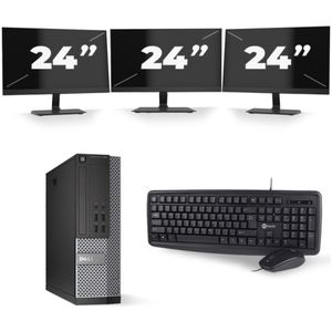 Dell Optiplex 7020 SFF - Intel Core i5-4e Generatie - 8GB RAM - 256GB SSD - Windows 10 + 3x 24 inch Monitor Nette Staat