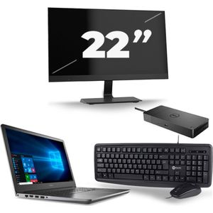 Dell Vostro 5568 - Intel Core i5-7e Generatie - 15 inch - 8GB RAM - 256GB SSD - Windows 11 + 1x 22 inch Monitor Nette Staat