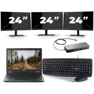 Fujitsu LifeBook U727 - Intel Core i7-7e Generatie - 12 inch - 16GB RAM - 512GB SSD - Windows 11 + 3x 24 inch Monitor Nette Staat