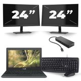 Asus C204M - Intel Celeron N4000 - 11 inch - 4GB RAM - 32GB SSD - Windows 11 Home + 2x 24 inch Monitor Zichtbare schade