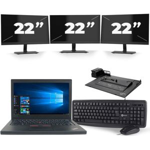 Lenovo ThinkPad X260 - Intel Core i7-6e Generatie - 12 inch - 16GB RAM - 256GB SSD - Windows 11 + 3x 22 inch Monitor Zichtbare schade