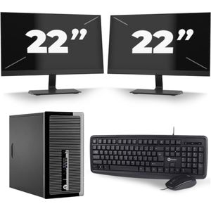 HP ProDesk 400 G3 Micro Tower - Intel Core i5-6e Generatie - 8GB RAM - 256GB SSD - Windows 11 + 2x 22 inch Monitor Nette Staat