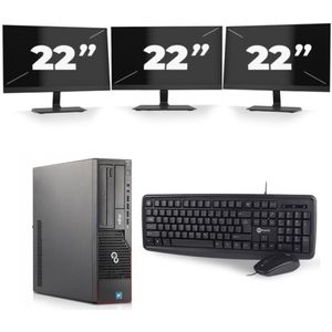 Fujitsu Esprimo E710 SFF - Intel Core i7-3e Generatie - 16GB RAM - 256GB SSD - Windows 10 + 3x 22 inch Monitor Nette Staat