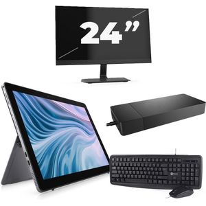 Dell Latitude 7210 - Intel Core i7-10e Generatie - 12 inch - 16GB RAM - 256GB SSD - Windows 11 Home + 1x 24 inch Monitor Zichtbaar gebruikt