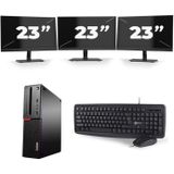 Lenovo ThinkCentre M700 SFF - Intel Core i3-6e Generatie - 8GB RAM - 128GB SSD - Windows 11 + 3x 23 inch Monitor Nette Staat