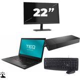 Lenovo ThinkPad T480 - Intel Core i3-8e Generatie - 14 inch - Touch - 8GB RAM - 256GB SSD - Windows 11 + 1x 22 inch Monitor Nette Staat