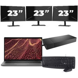 Dell Latitude 7430 - Intel Core i7-12e Generatie - 14 inch - 16GB RAM - 256GB SSD - Windows 11 Home + 3x 23 inch Monitor Nette Staat