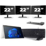 HP EliteBook x360 830 G8 - Intel Core i7-11e Generatie - 13 inch - 16GB RAM - 256GB SSD - Windows 11 Home + 3x 22 inch Monitor Zichtbare schade