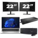 HP ProBook 440 G10 - Intel Core i3-13e Generatie - 14 inch - 16GB RAM - 256GB SSD - Windows 11 Home + 2x 22 inch Monitor Nette Staat
