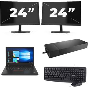 Lenovo ThinkPad A485 - AMD Ryzen 5 2500U - 14 inch - 8GB RAM - 256GB SSD - Windows 10 + 2x 24 inch Monitor Zichtbaar gebruikt