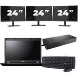 Fujitsu Lifebook E5510 - Intel Core i3-10e Generatie - 15 inch - 16GB RAM - 256GB SSD - Windows 11 Home + 3x 24 inch Monitor Nette Staat