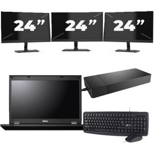 Fujitsu Lifebook E5510 - Intel Core i3-10e Generatie - 15 inch - 16GB RAM - 256GB SSD - Windows 11 Home + 3x 24 inch Monitor Nette Staat