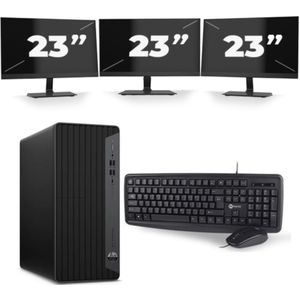HP EliteDesk 800 G6 Tower - Intel Core i5-10e Generatie - 16GB RAM - 256GB SSD - Windows 11 + 3x 23 inch Monitor Nette Staat