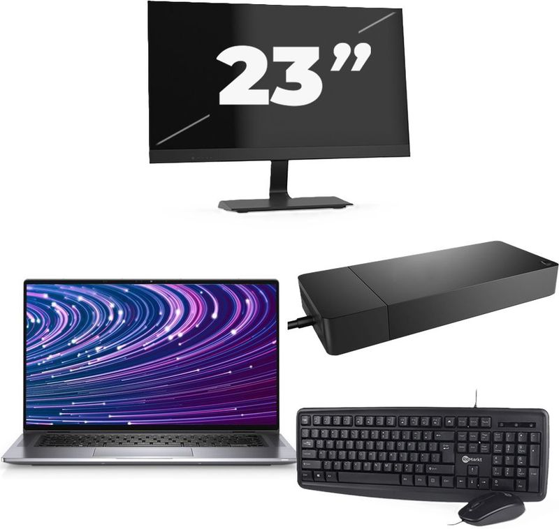 Dell Latitude 9520 - Intel Core i3-11e Generatie - 15 inch - 16GB RAM - 256GB SSD - Windows 11 Home + 1x 23 inch Monitor Zichtbare schade