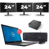 Dell Latitude 7490 - Intel Core i7-8e Generatie - 14 inch - Touch - 16GB RAM - 256GB SSD - Windows 11 + 3x 24 inch Monitor Zichtbaar gebruikt