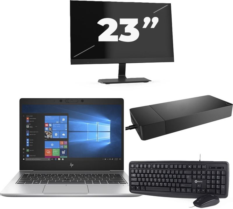 HP EliteBook 735 G6 - AMD Ryzen 5 PRO 3500U - 13 inch - 16GB RAM - 256GB SSD - Windows 10 + 1x 23 inch Monitor Zichtbaar gebruikt