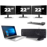 HP EliteBook 850 G7 - Intel Core i5-10e Generatie - 15 inch - 16GB RAM - 512GB SSD - Windows 11 + 3x 22 inch Monitor Nette Staat