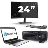 HP EliteBook 745 G3 - AMD PRO A10-8700B - 14 inch - 8GB RAM - 256GB SSD - Windows 11 + 1x 24 inch Monitor Zichtbare schade