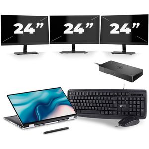 Dell Latitude 9510 - Intel Core i5-10e Generatie - 15 inch - 16GB RAM - 256GB SSD - Windows 11 + 3x 24 inch Monitor Zichtbaar gebruikt