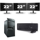 Lenovo ThinkCentre M92p Tower - Intel Core i7-3e Generatie - 16GB RAM - 512GB SSD - Windows 10 + 3x 22 inch Monitor Nette Staat