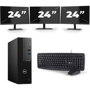 Dell Optiplex 3080 Micro USFF - Intel Core i5-10e Generatie - 16GB RAM - 256GB SSD - Windows 11 + 3x 24 inch Monitor Nette Staat