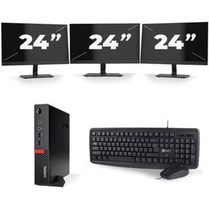 Lenovo ThinkCentre M710q USFF - Intel Core i5-6e Generatie - 8GB RAM - 256GB SSD - Windows 11 + 3x 24 inch Monitor Nette Staat