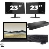 Microsoft Surface Laptop 3 - Intel Core i5-10e Generatie - 15 inch - Touch - 16GB RAM - 512GB SSD - Windows 11 Home + 2x 23 inch Monitor Nette Staat